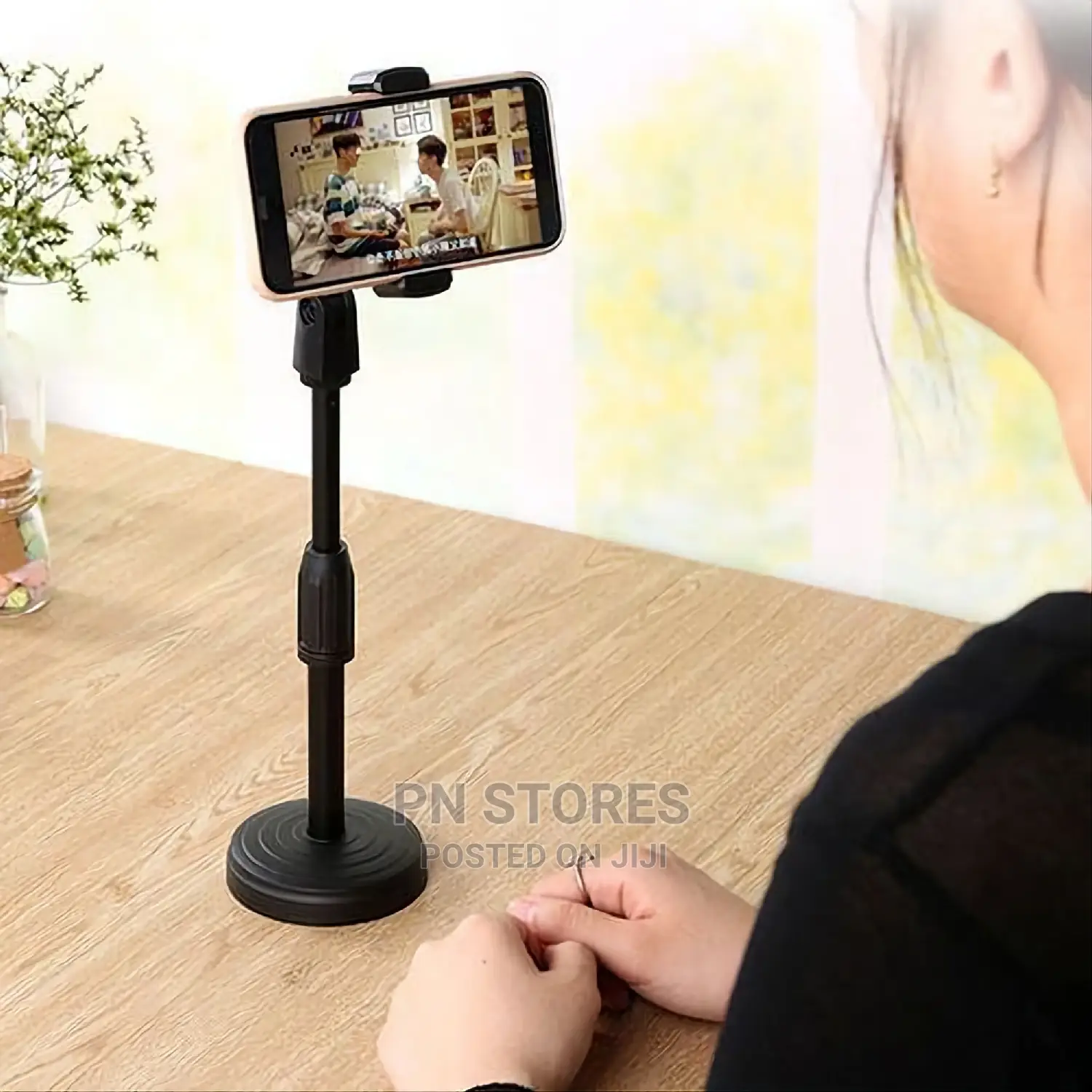 Solid Rotational Desktop Phone Stand Holder- Black