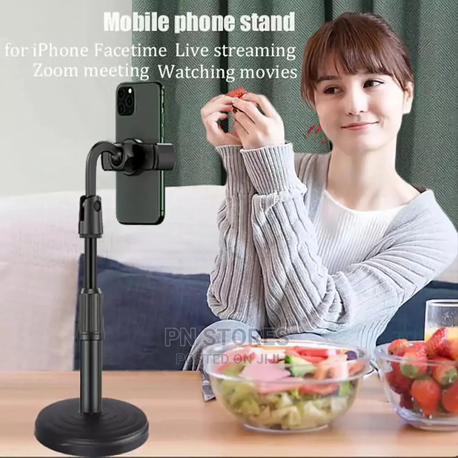 Solid Rotational Desktop Phone Stand Holder- Black