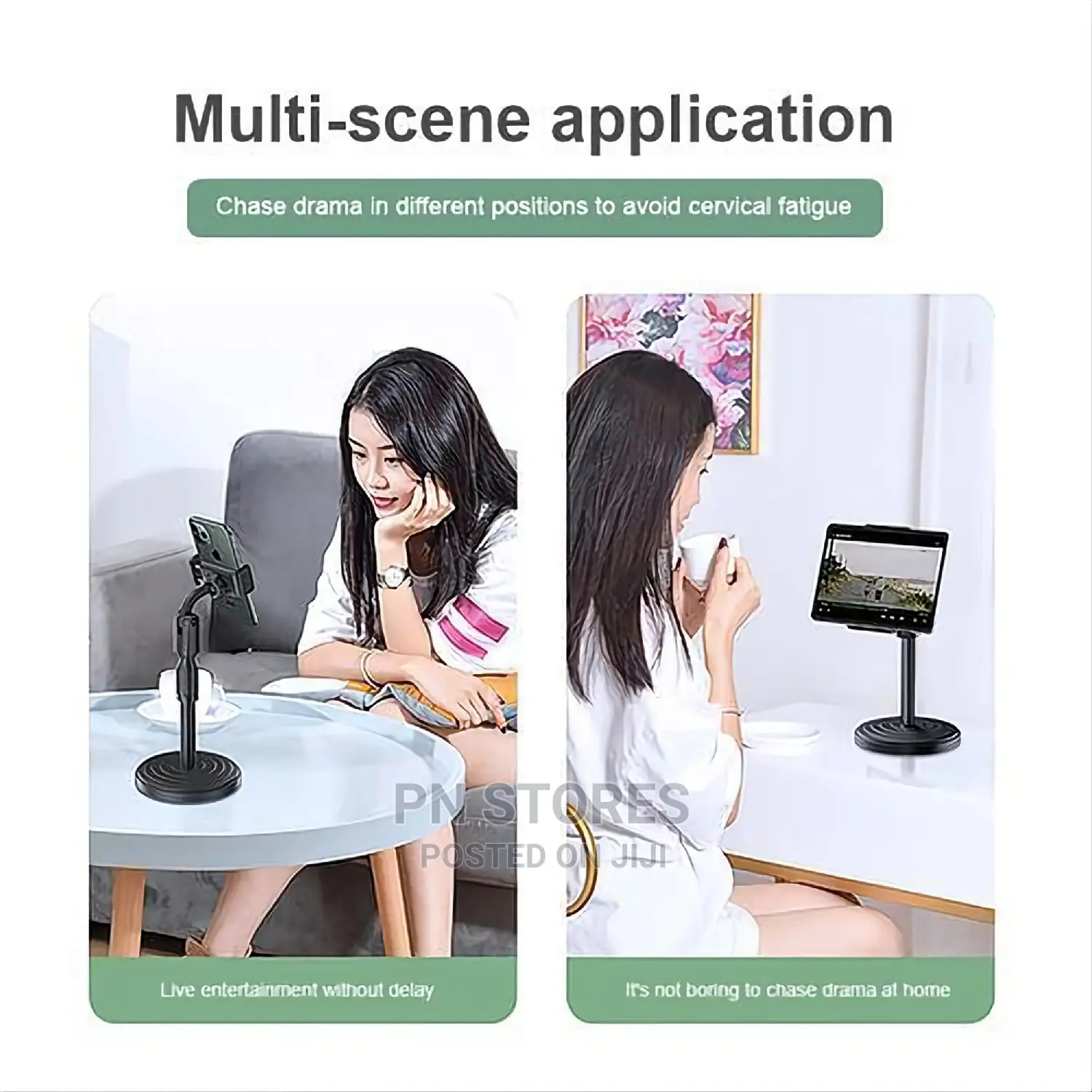 Solid Rotational Desktop Phone Stand Holder- Black