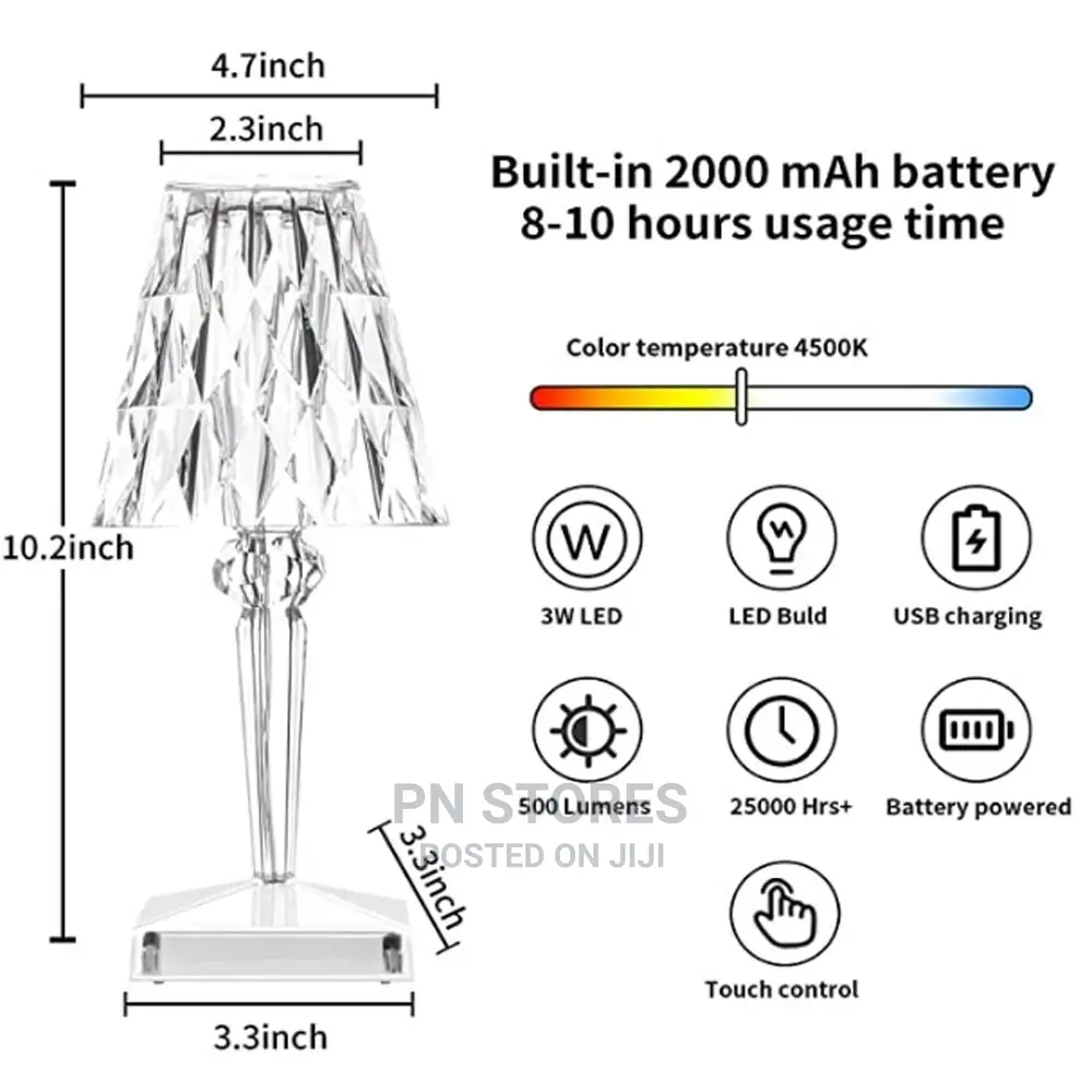 Diamond Table Lamp USB Touch Sensor Acrylic Decoration Desk