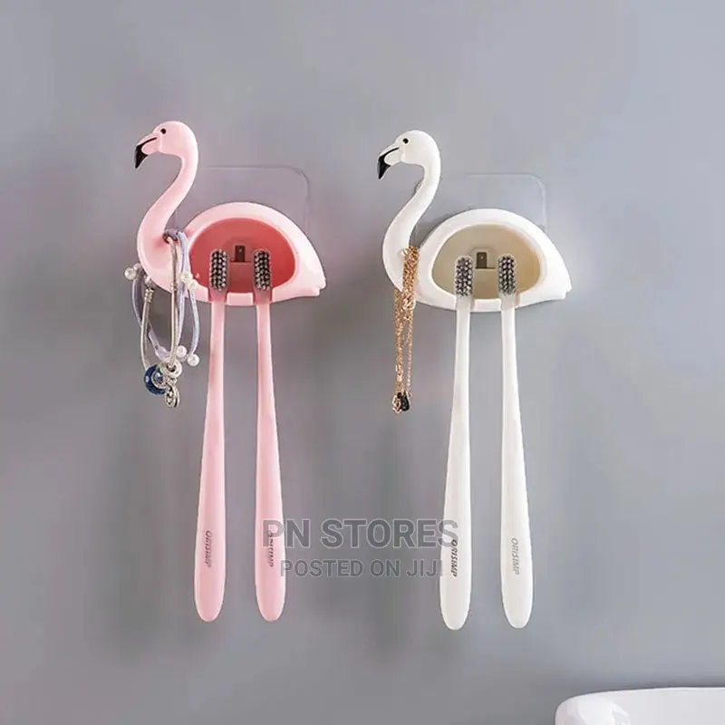 Strong Adsorption Toothbrush Holder for Bathroom Flamingo