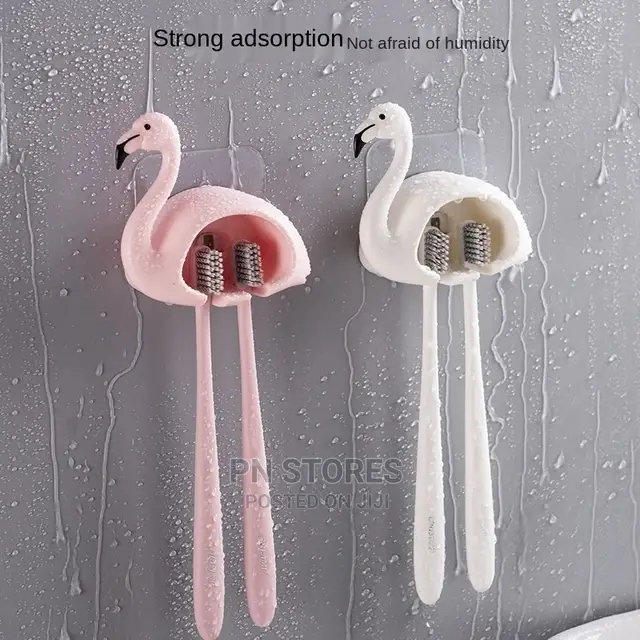 Strong Adsorption Toothbrush Holder for Bathroom Flamingo