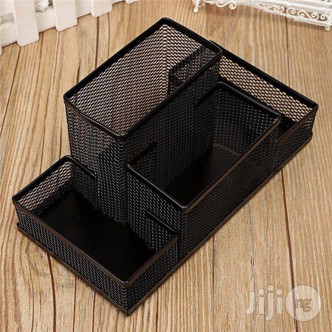 Universal Metal Mesh Office Desktop Organizer Pen Pencil Box