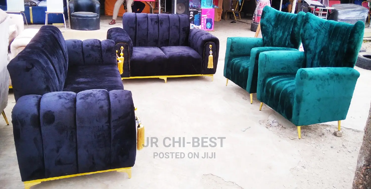 Complete Set of Upholstery Padded Fabric Sofa Chairs / Seaters