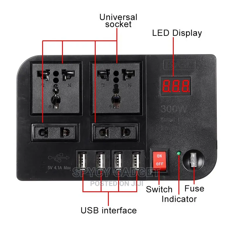 300w Car Power Inverter With Usb Ports Socket Plug