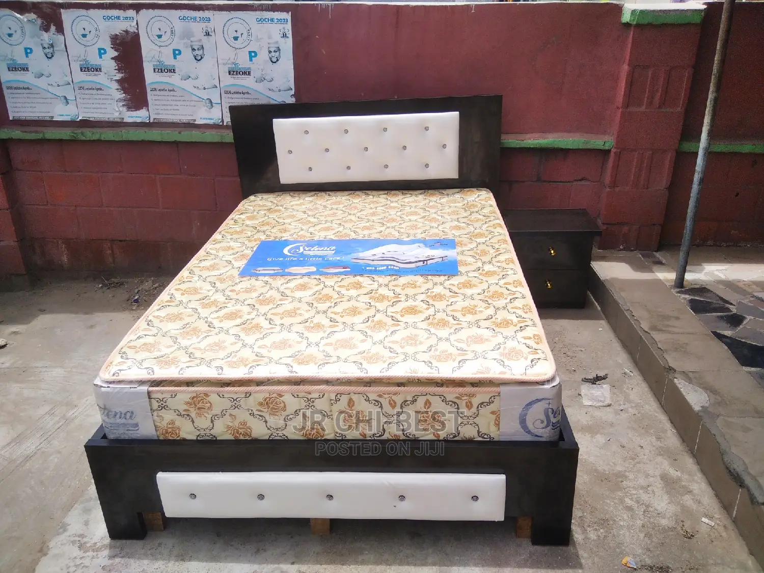 Quality HDF Wooden 4 and Half by 6 Bed Frame and a Bedside