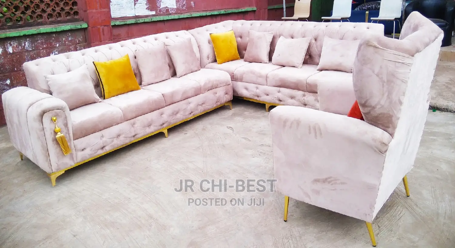 Magnificent Upholstery Fabric L-Shaped Tufted Sofa | Chairs | Couch