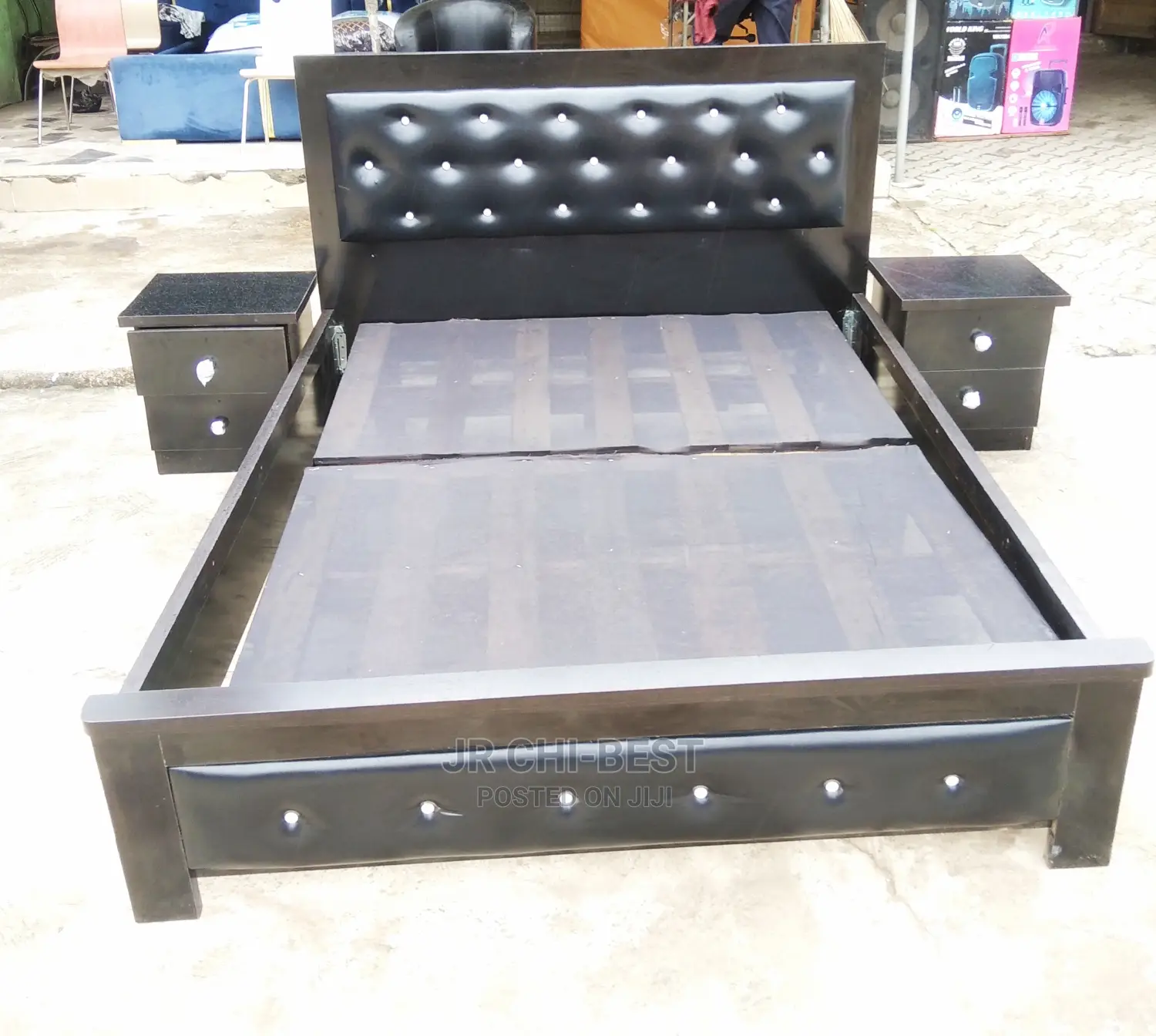 Quality 6 by 6 Wooden HDF Bed Frame With Two Bedsides