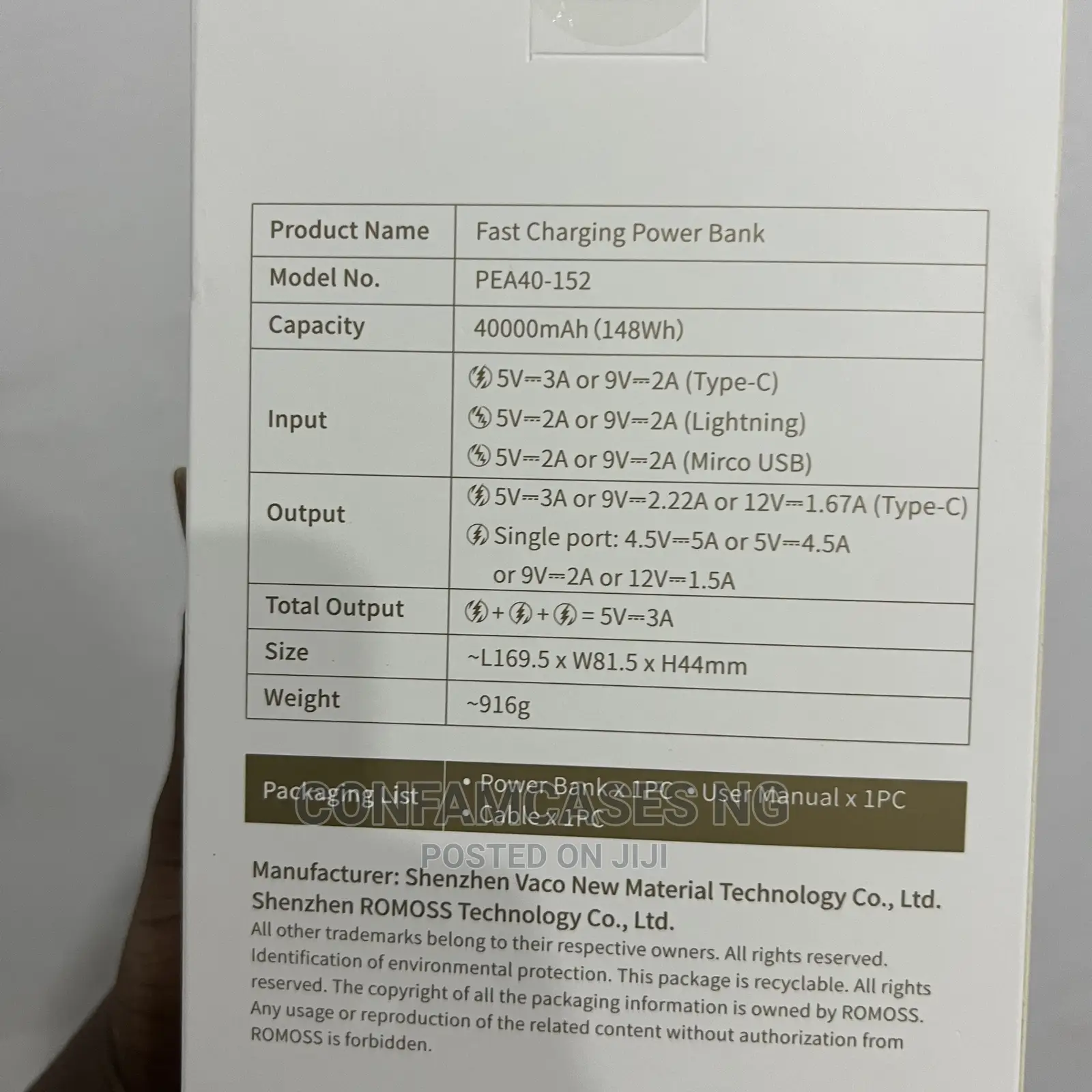 Romoss 40000mah Fast Charging Power Bank
