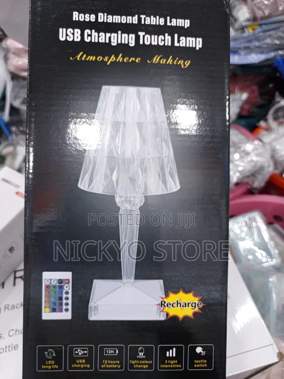 3 Color Crystal Rechargeable Table Lamp