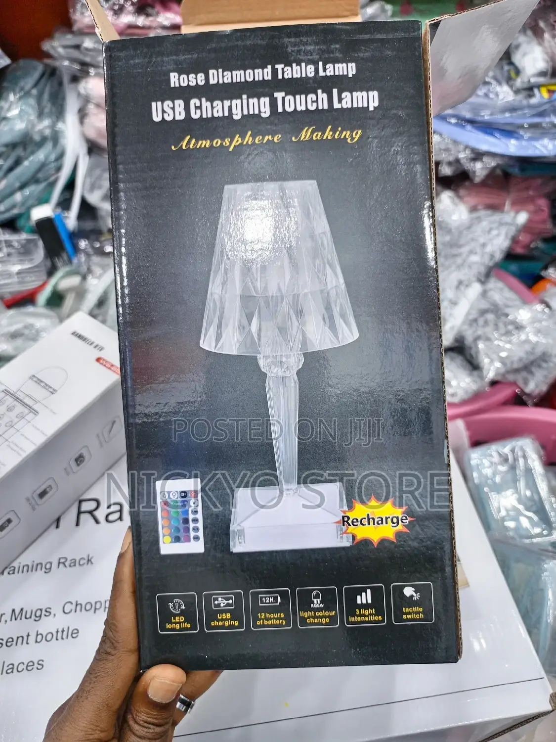 3 Color Crystal Rechargeable Table Lamp