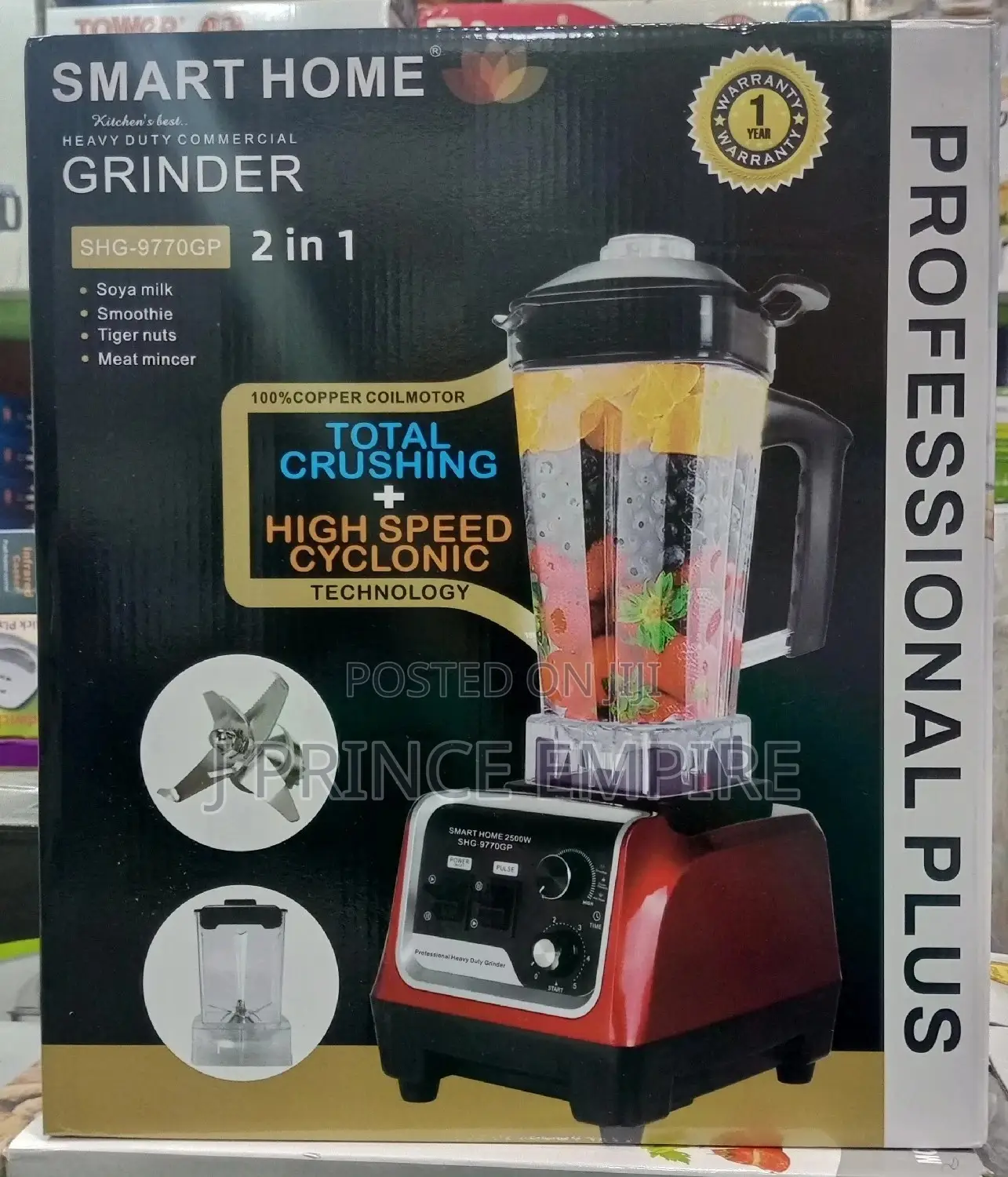 Smart Home 2500W Commercial Blender Grinder 2 in 1 Plus