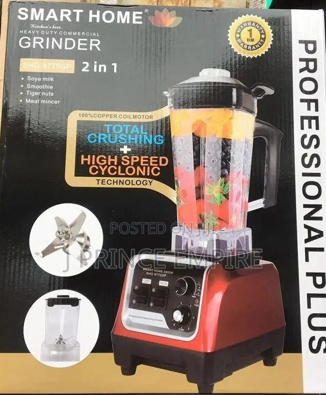 Smart Home 2500W Commercial Blender Grinder 2 in 1 Plus