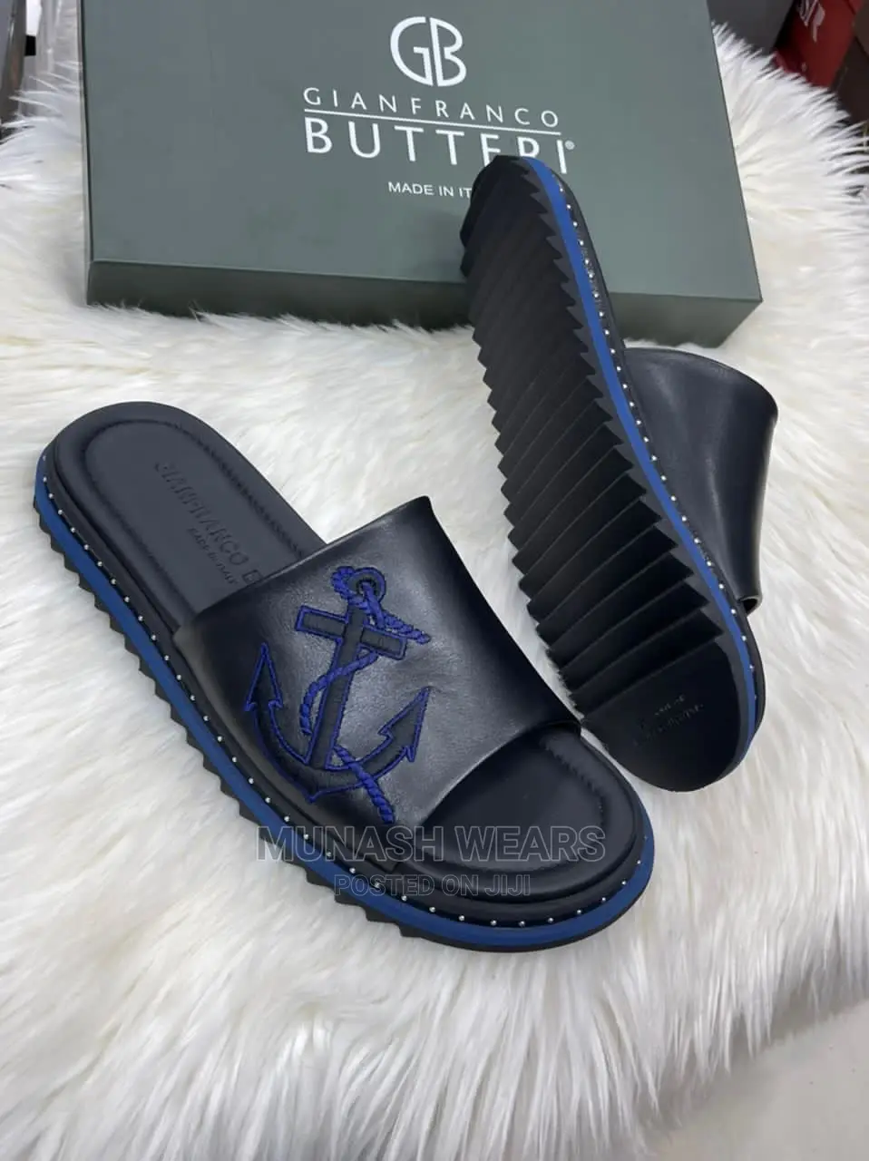 Pure Italian Gianfranco Butteri Leather Slipers