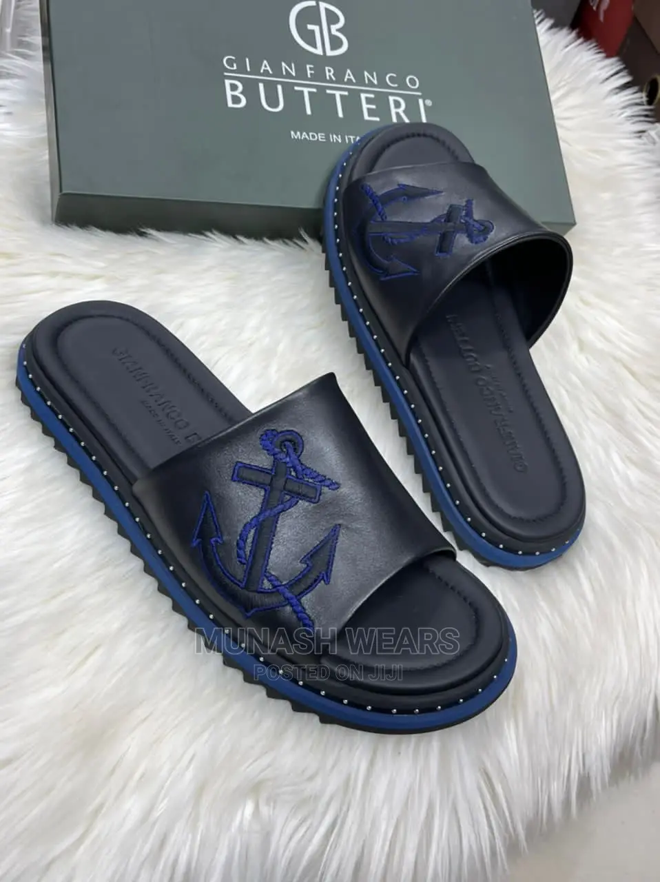 Pure Italian Gianfranco Butteri Leather Slipers