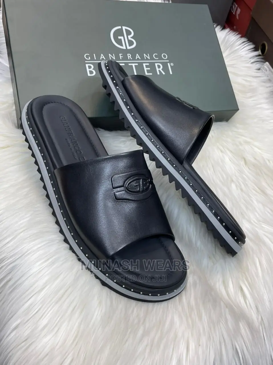 Pure Italian Gianfranco Butteri Leather Slipers