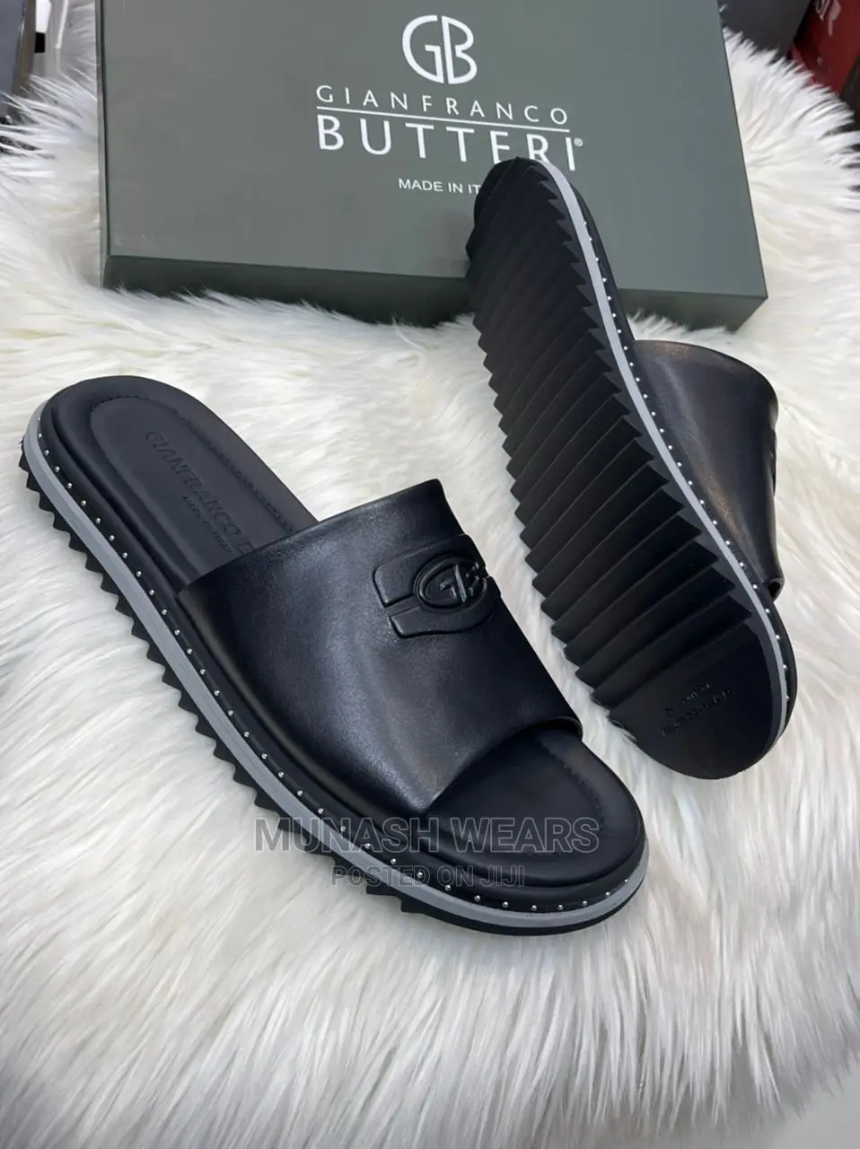 Pure Italian Gianfranco Butteri Leather Slipers