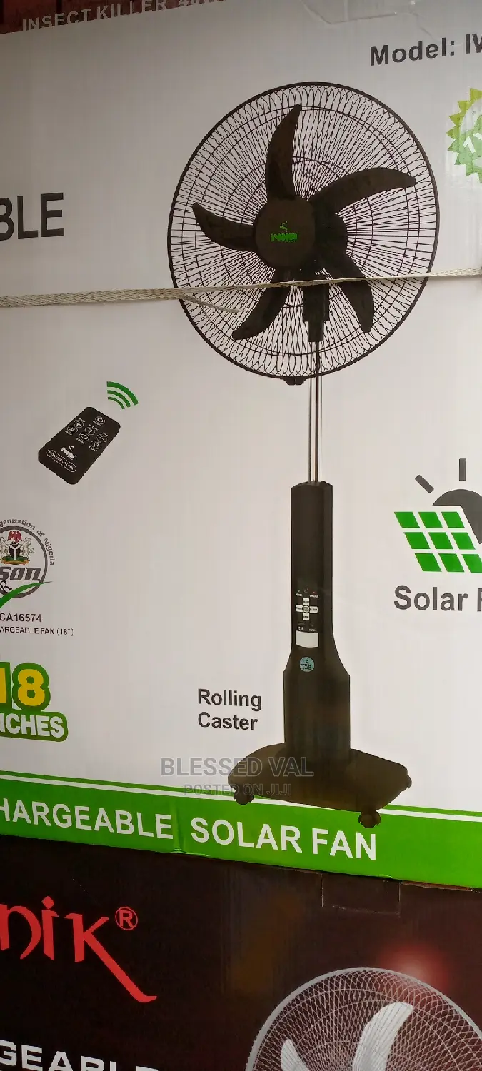 18 Inches Rechargeable Solar Fan Ac/Dc
