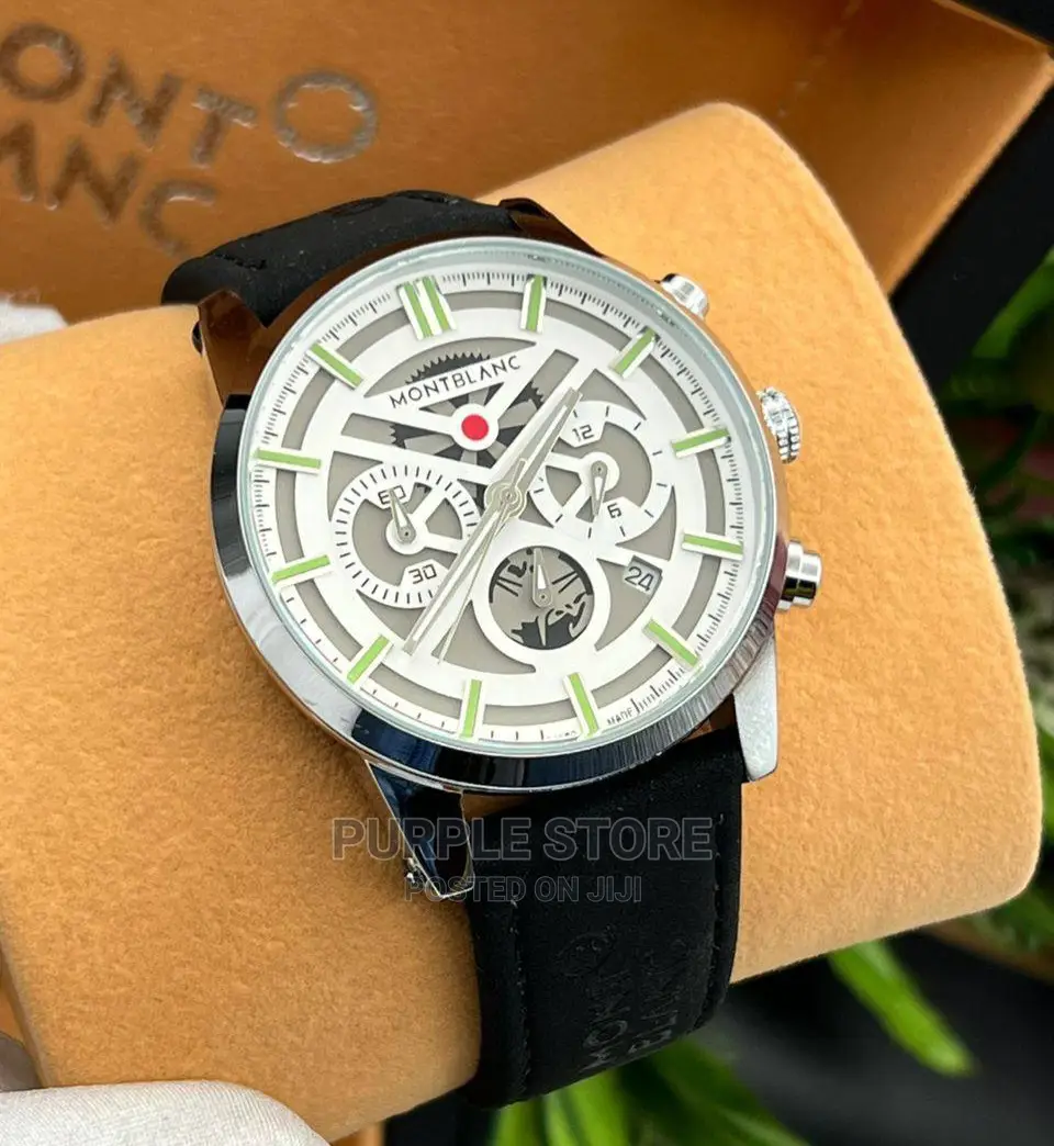 Mont Blanc Leather Chronograph Wristwatch