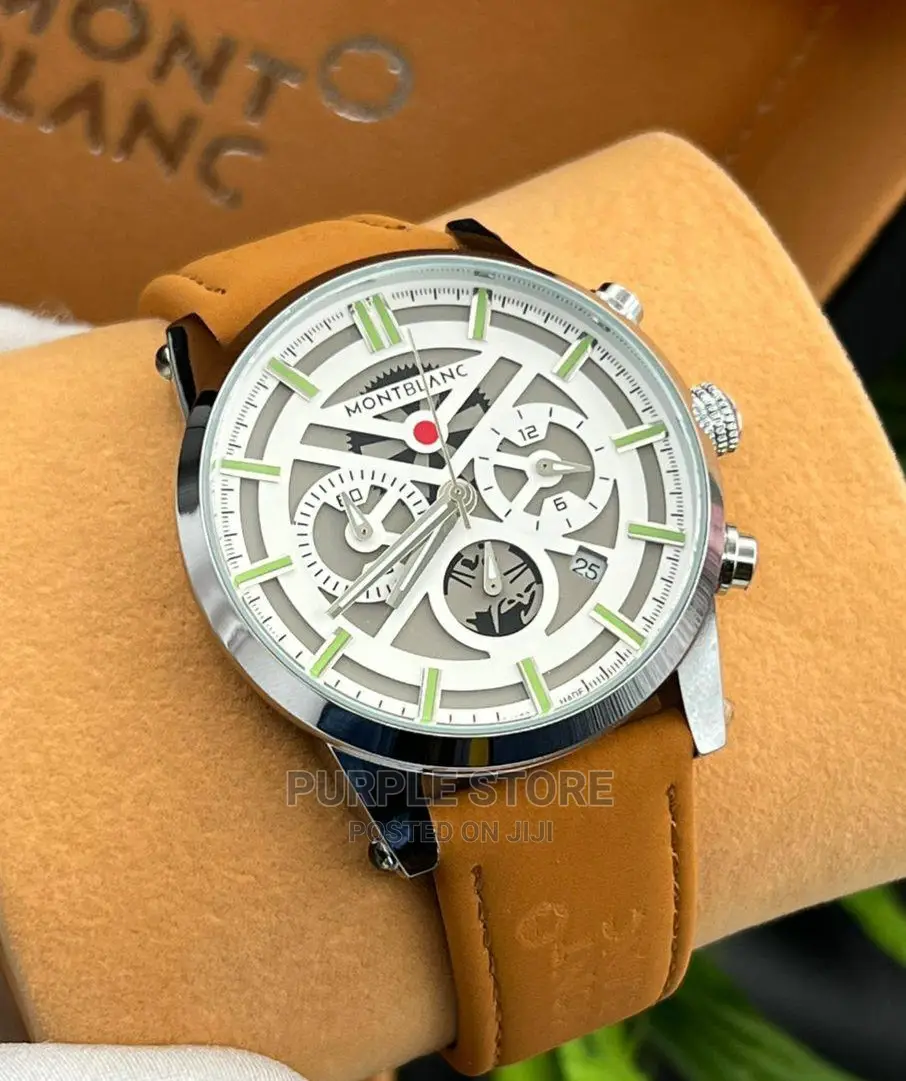 Mont Blanc Leather Chronograph Wristwatch