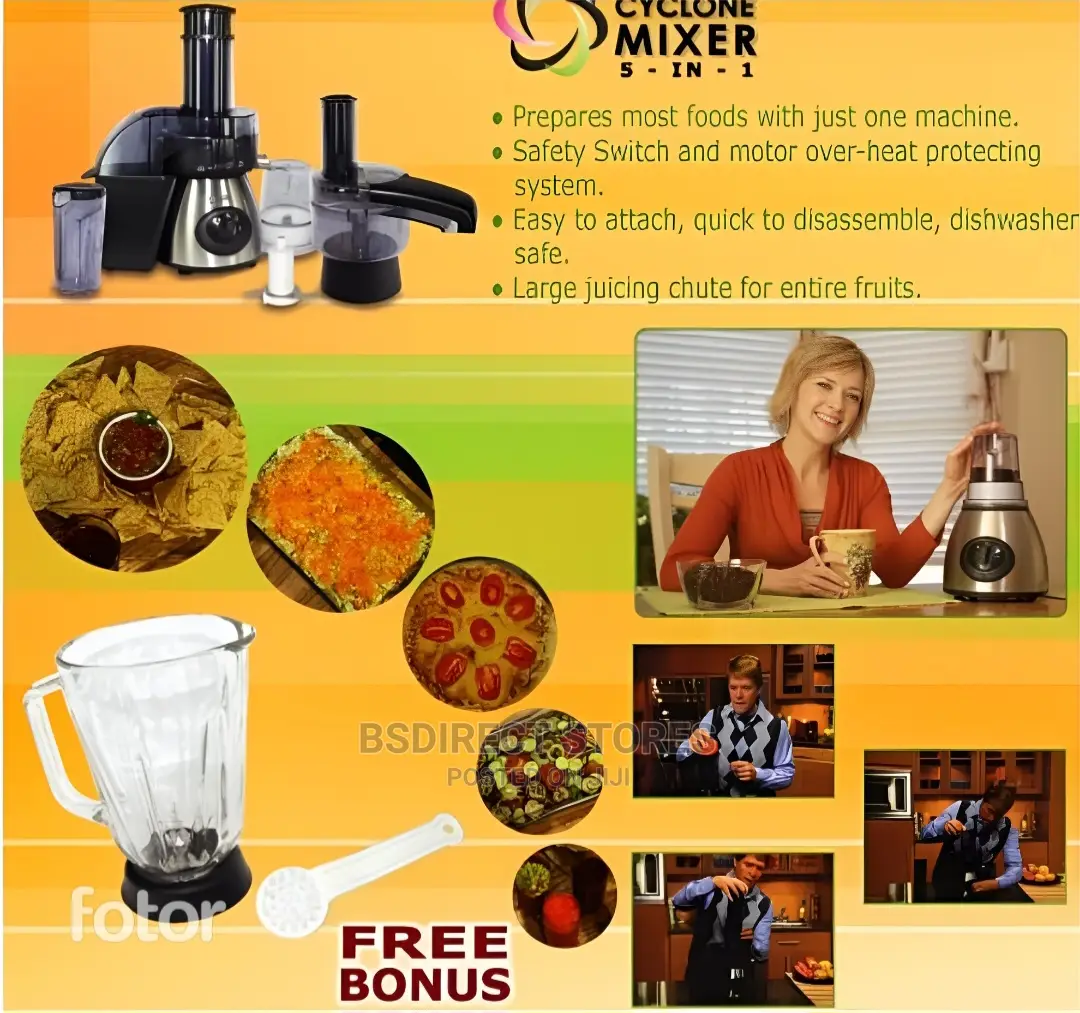 Cyclone Mixer 5in1 Processor/Blender/Juicer/Grinder/Shredder