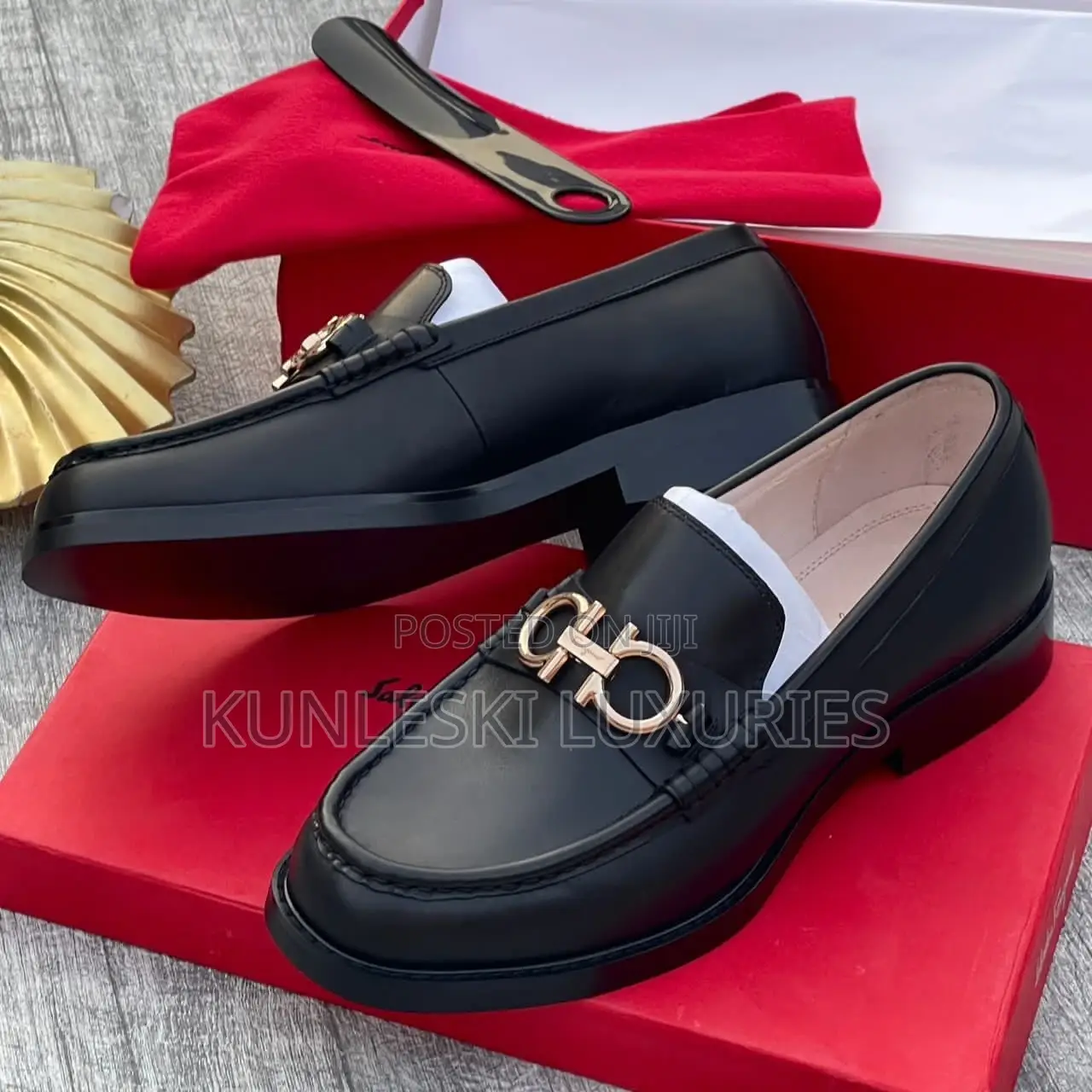 Original Salvatore Ferragamo Men Leather Loafers Shoes