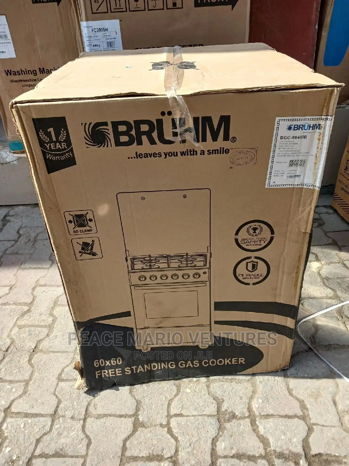 Bruhm Quality 60X60 Gas Cooker 4burner With 2years Warranty