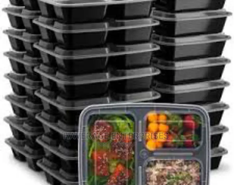 Disposable Takeaway Plates With Cover -200pcs
-3 Compartment