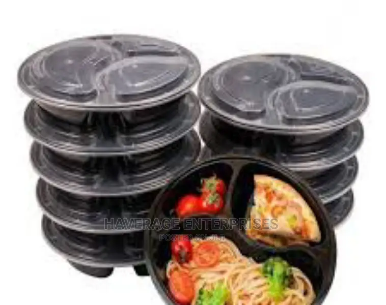 Disposable Takeaway Plates With Cover -200pcs
-3 Compartment