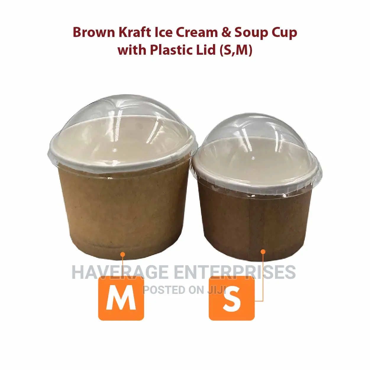 8oz/250ml Kraft Ice Cream Soup Cup Plastic Lid 200pcs
