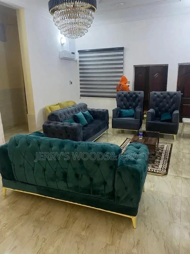 Luxury 7 Seater Living Room Leather Fabric Mroyal Sofa Chair