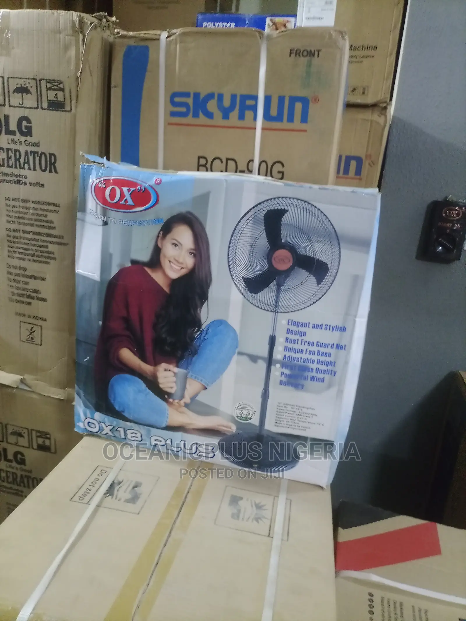 Adjustable OX 18 Inches Nonrechargeable Standing Fan