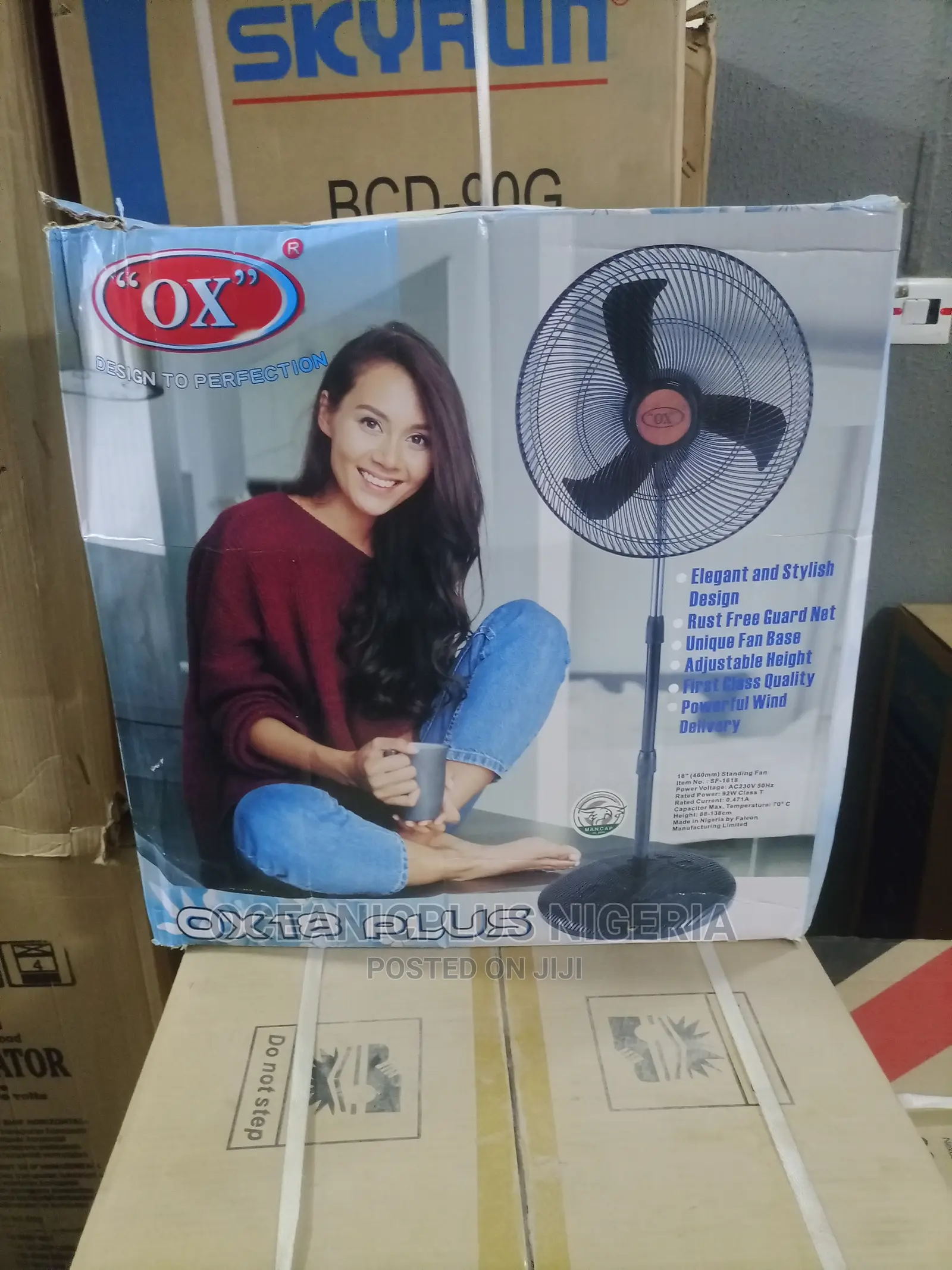Adjustable OX 18 Inches Nonrechargeable Standing Fan