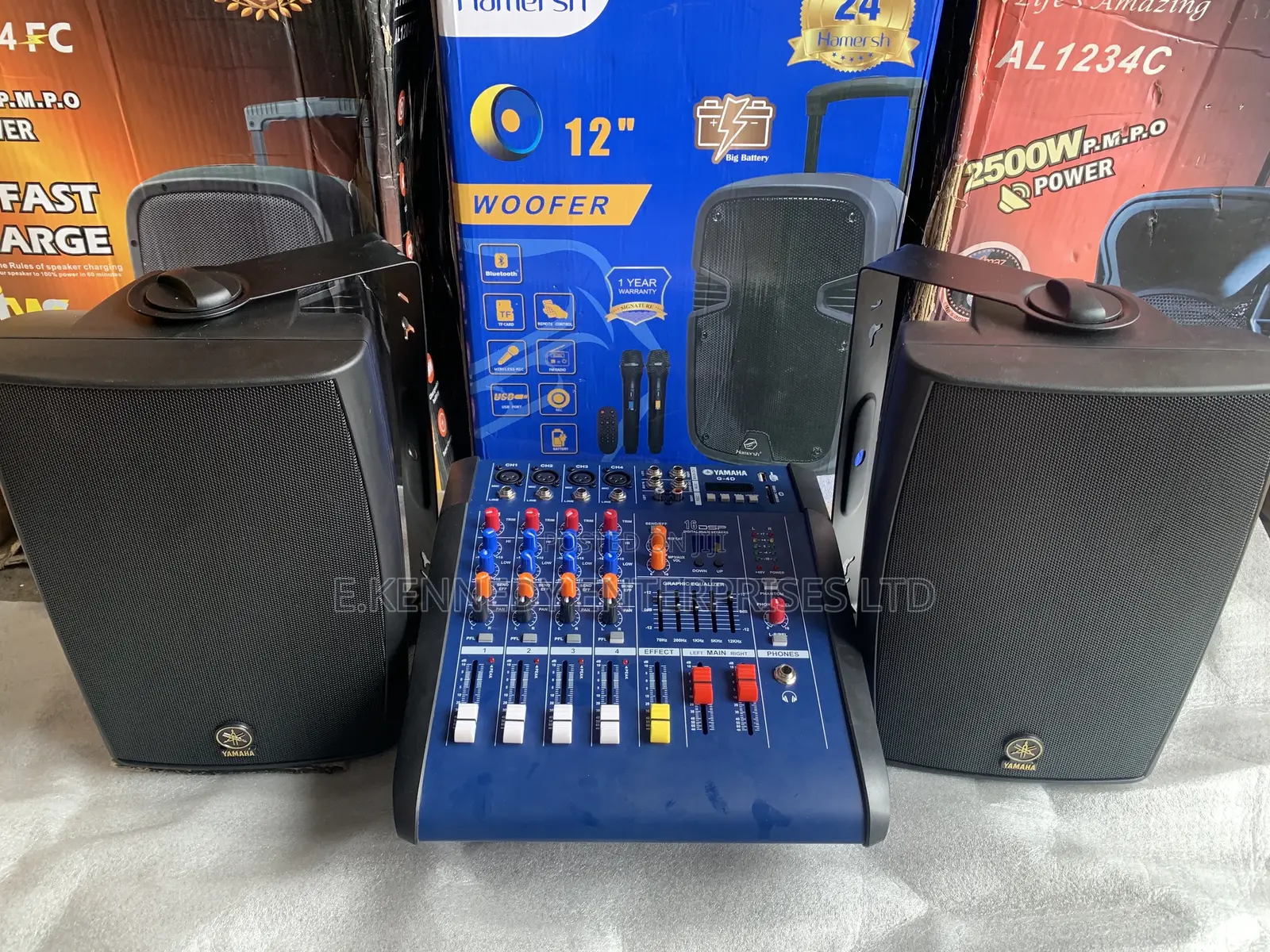 Professional Yamaha Hanging Speakers With Yamaha Amplifier
