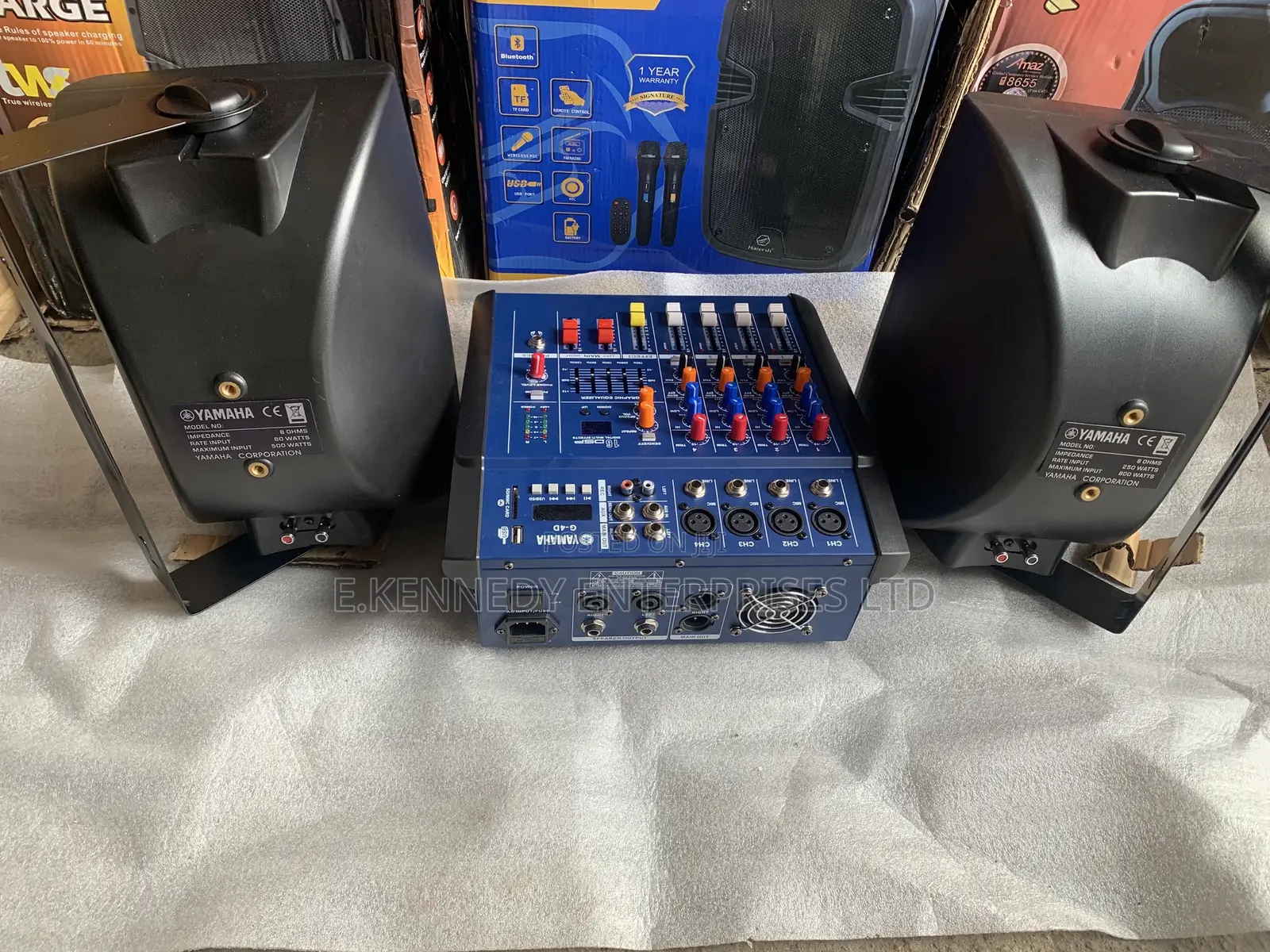 Professional Yamaha Hanging Speakers With Yamaha Amplifier