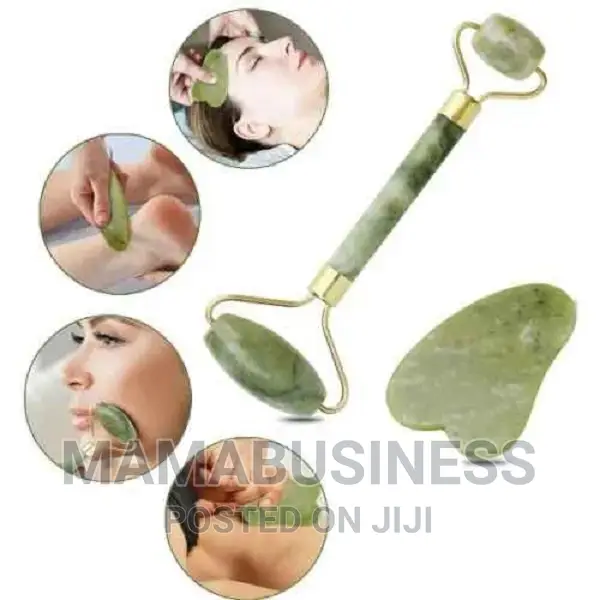 3 in 1 Contour Jade Roller and Gua Sha With Brush Set