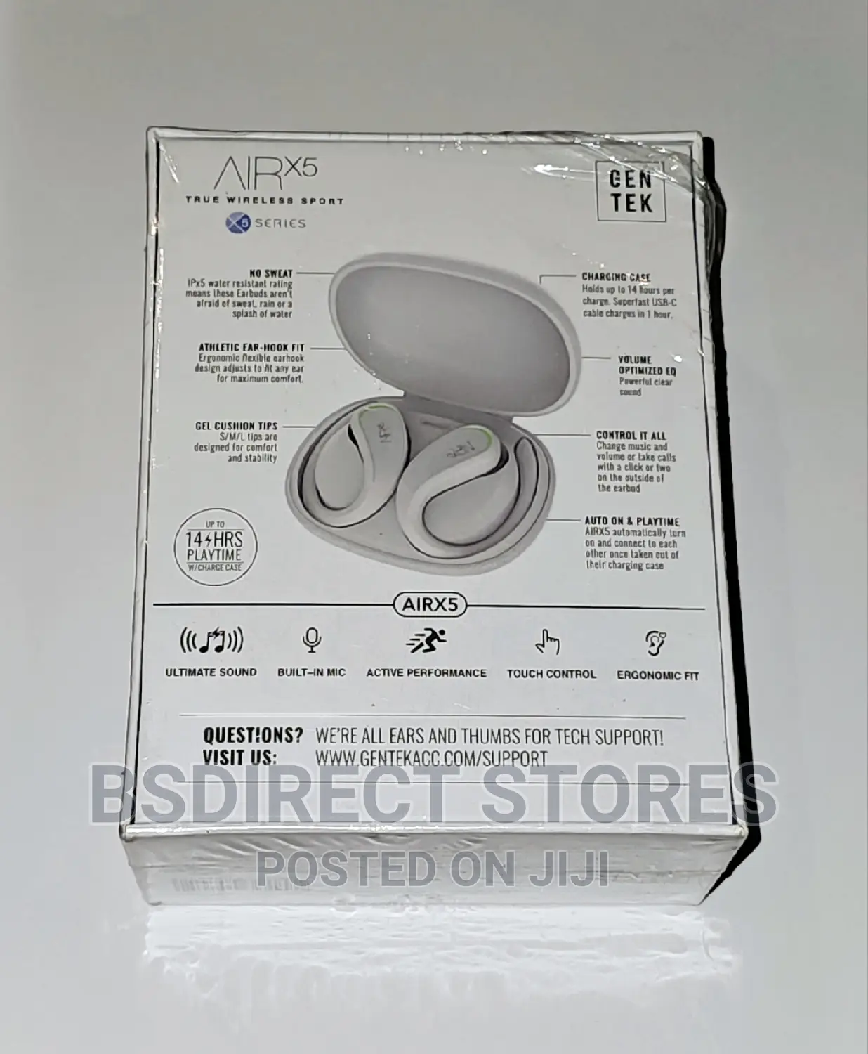 AIR X5 WHITE True Wireless Sport Earbuds With Case GENTEK