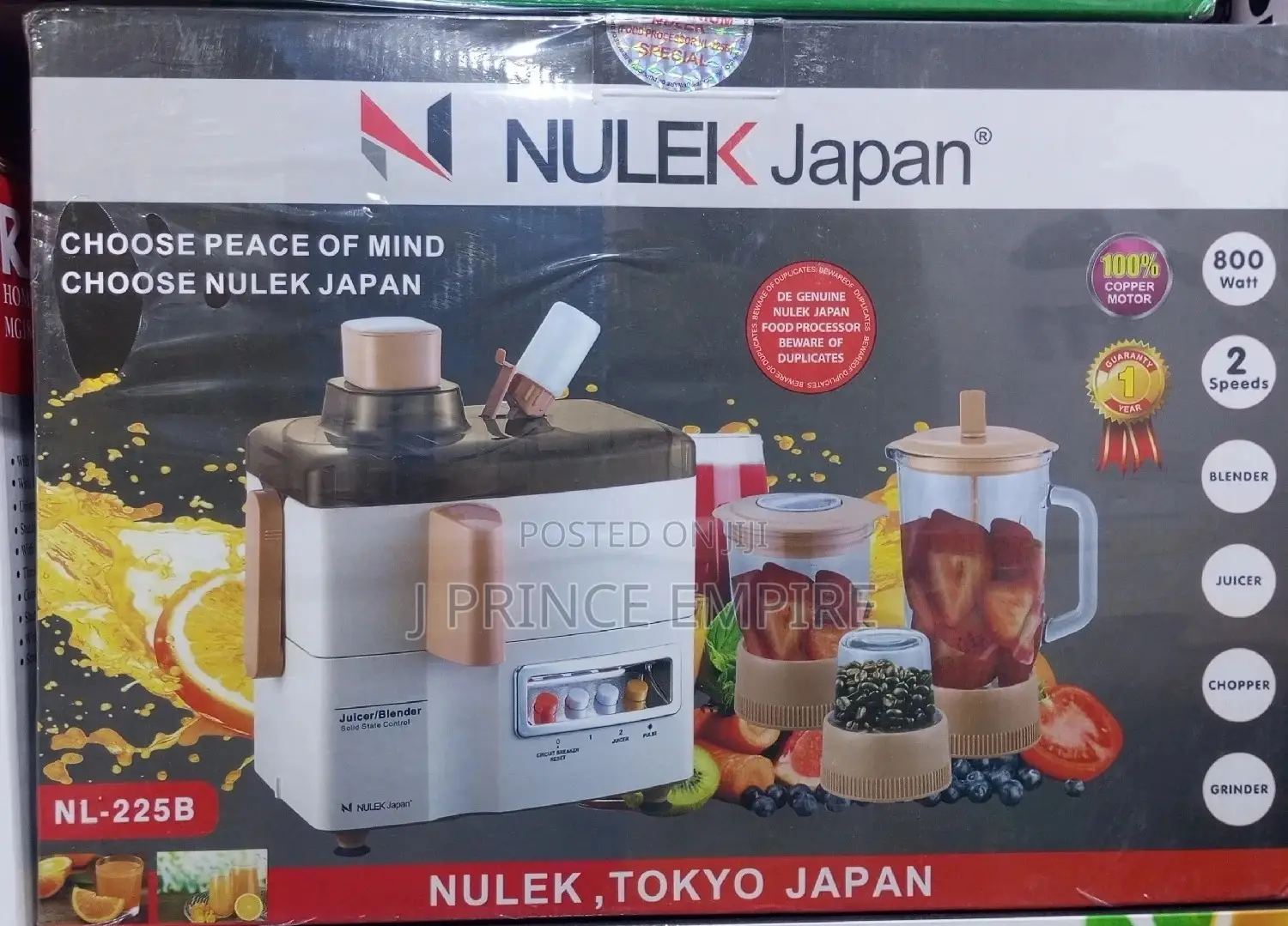 Nulek Japan 4 in 1 Food Processor, Juicer, Blender 800W