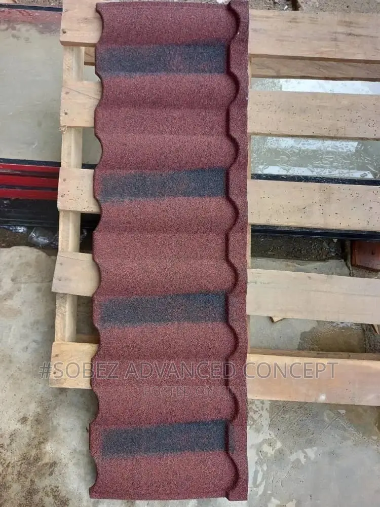 Red and Black Strip Bond Stone Coated Roof Tiles