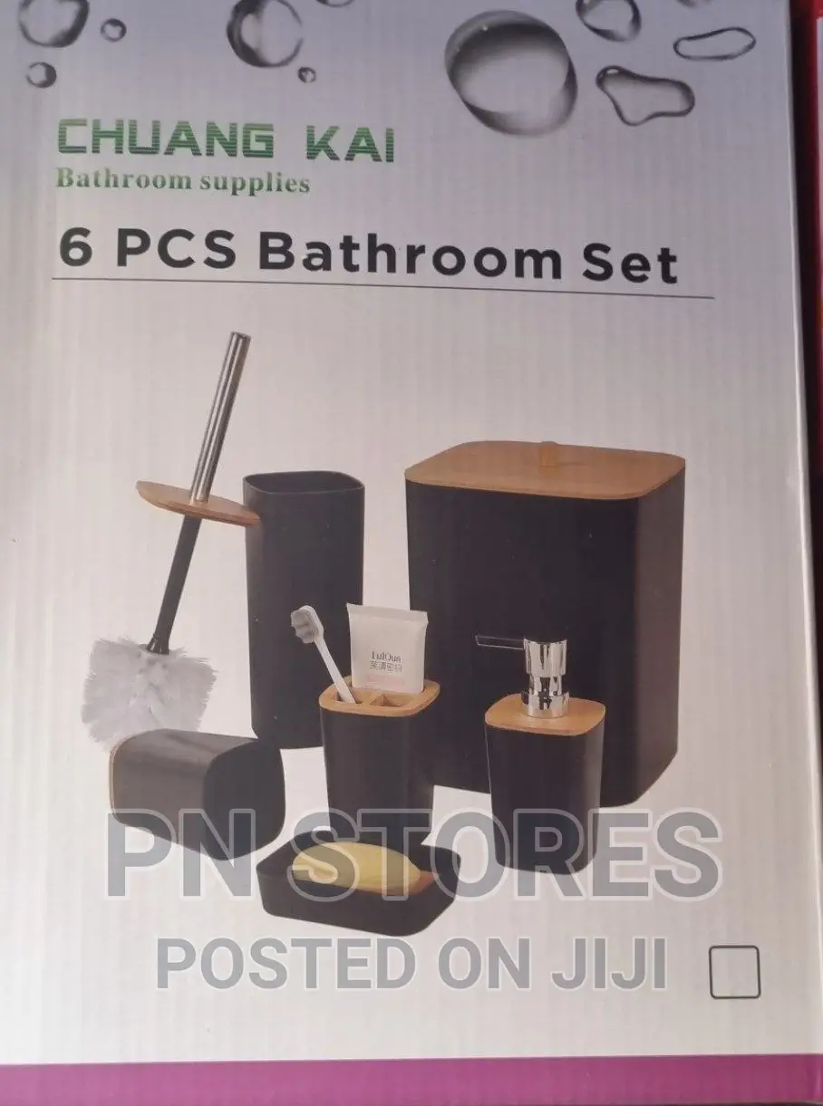 8pcs Bathroom and Toilet Accessory Set Bamboo