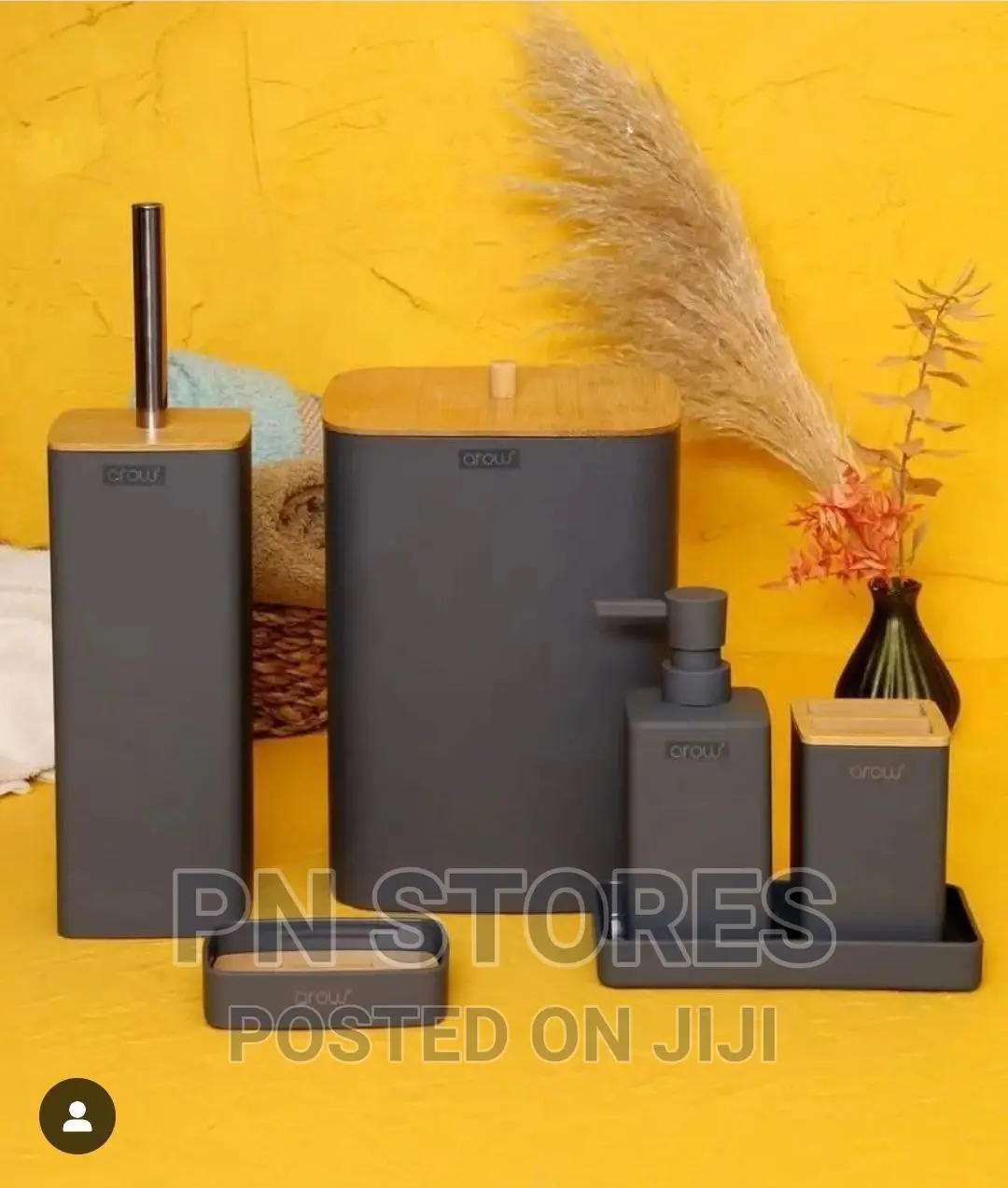 8pcs Bathroom and Toilet Accessory Set Bamboo