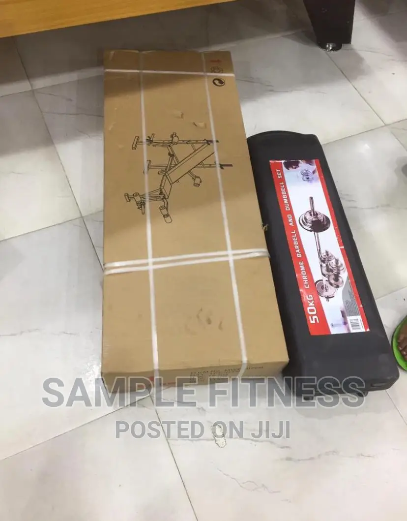 Weight Bench With 50kg Dumbbells and Barbell