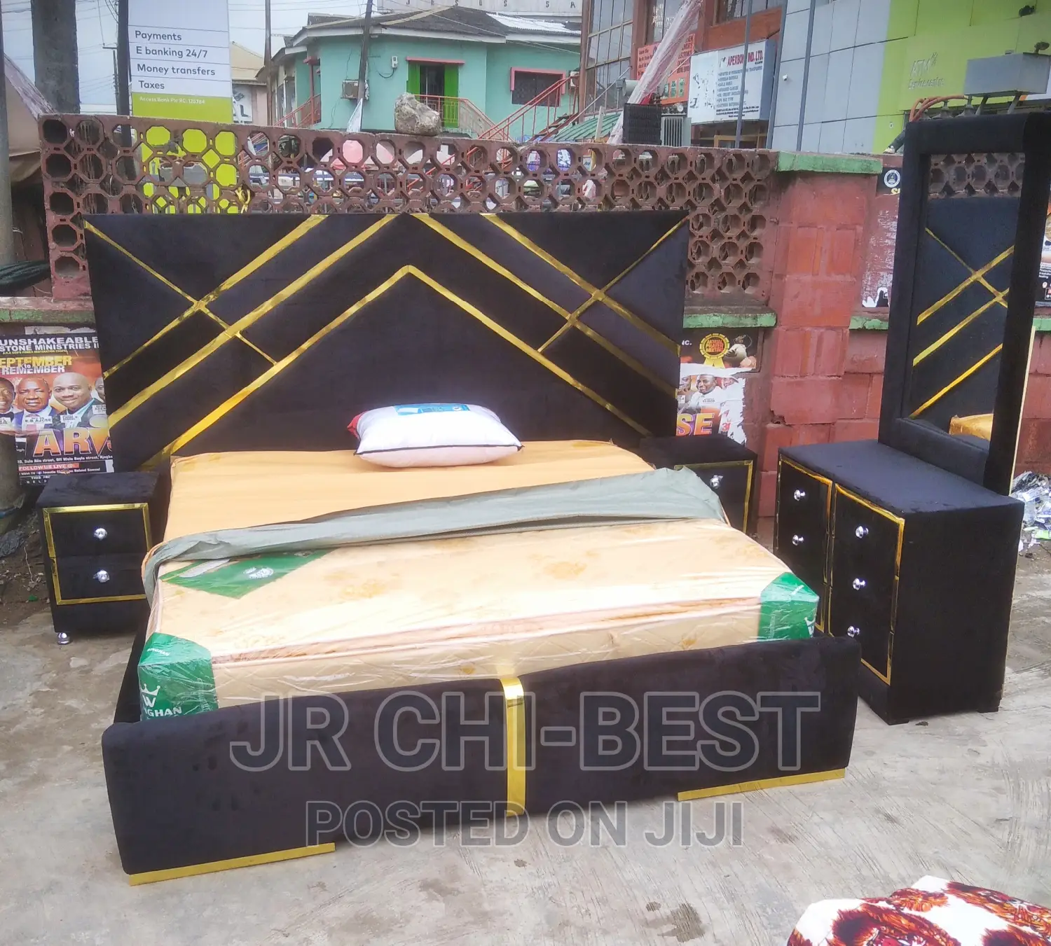 Full Set of Affordable HDF Upholstered Padded 6 by 6 Bed Frame