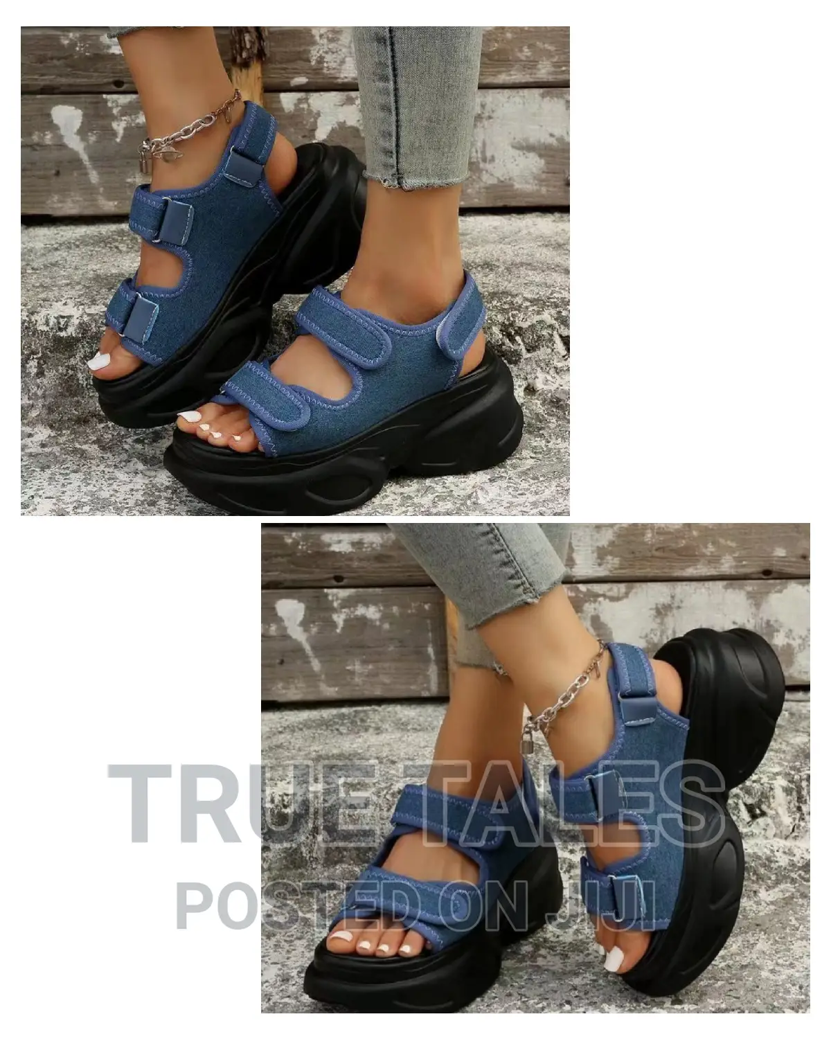 Beautiful Ladies High Sole Solid Jeans Sandals