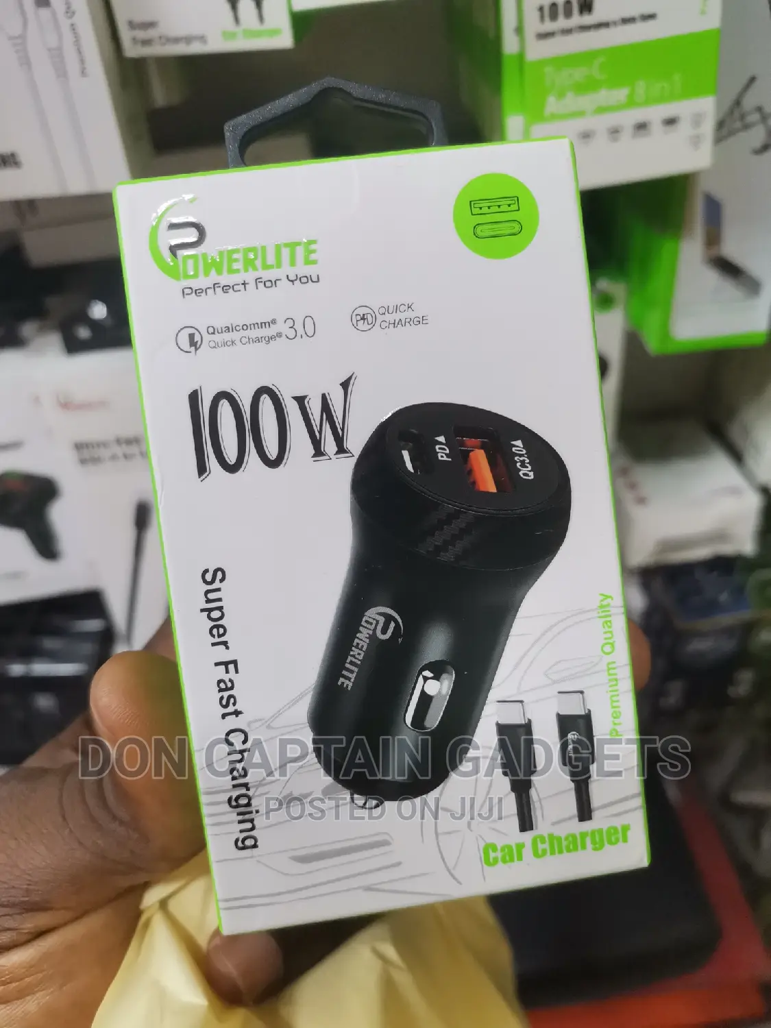 Car Charger 100w Super Fast Charging With Type-C Cable