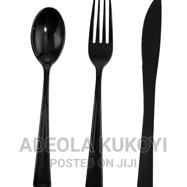 40 Packs of Black Disposable Plastic Cutlery
