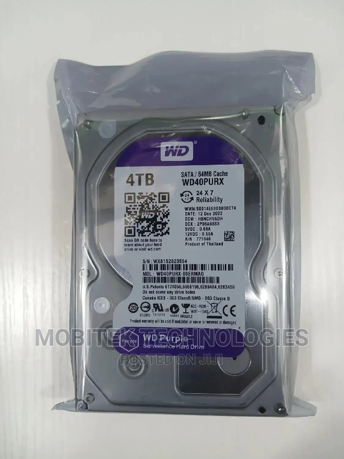 4tb Wd Surveillance Sata 3.5" Desktop Internal Hard Drive
