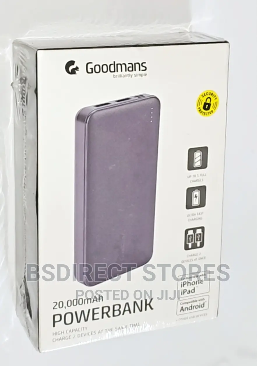Goodmans High Capacity Ultra Fast Power Bank 20000mah BLACK