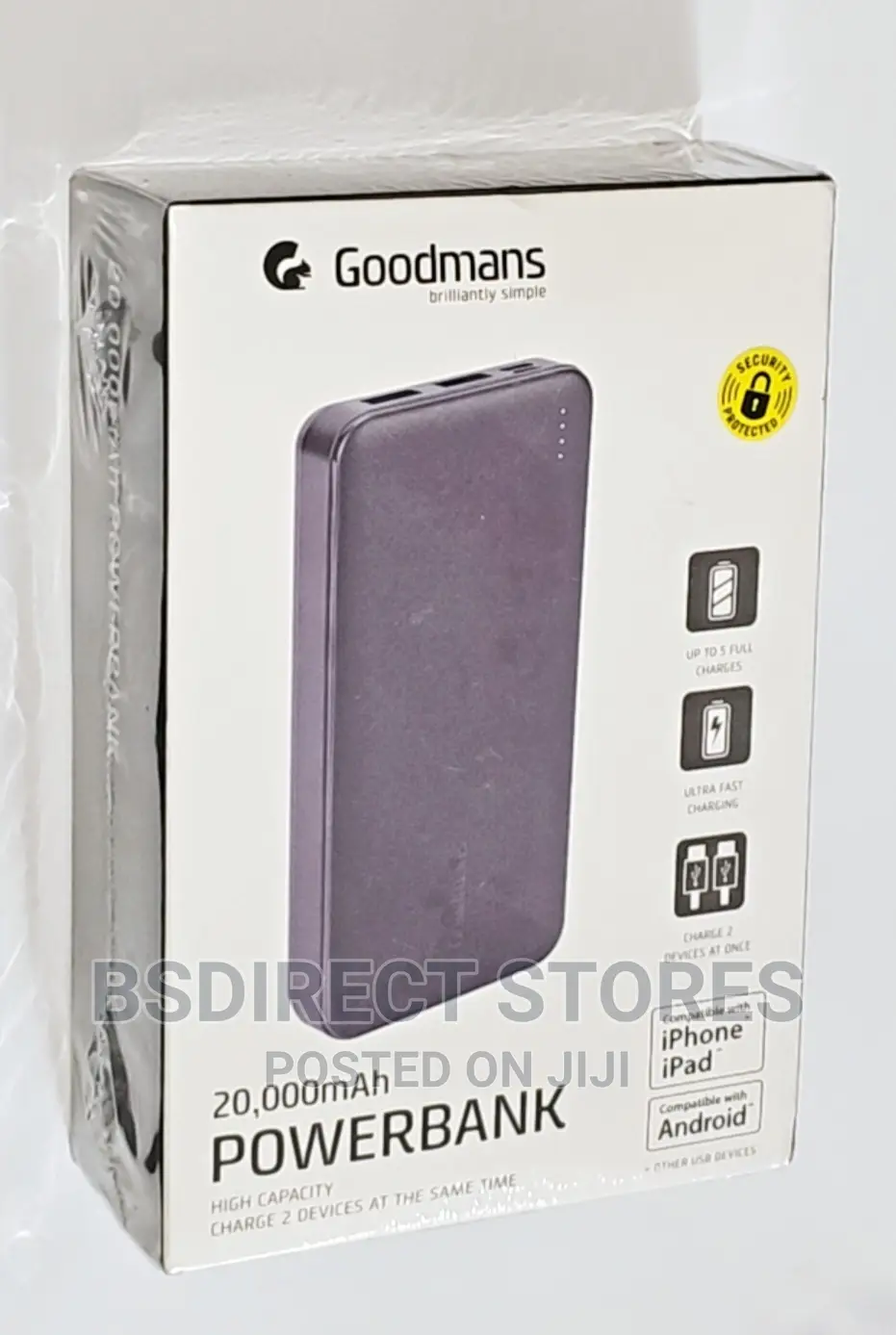 Goodmans High Capacity Ultra Fast Power Bank 20000mah BLACK