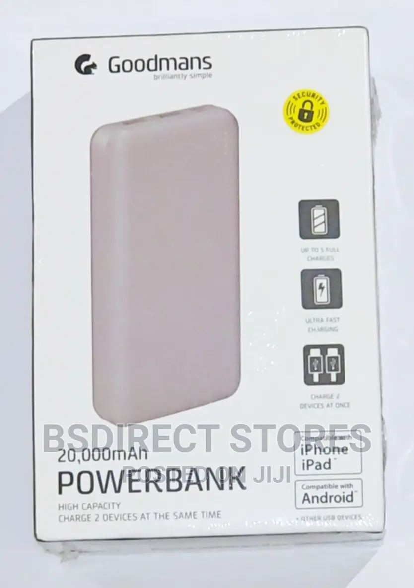 Goodmans SILVER High Capacity Ultra Fast Power Bank 20000mah